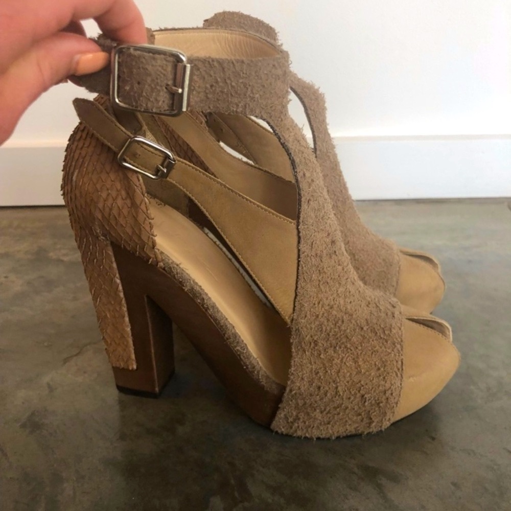 Phillip Lim 3.1 Suede & Python Wedge Heel  SIZE 37